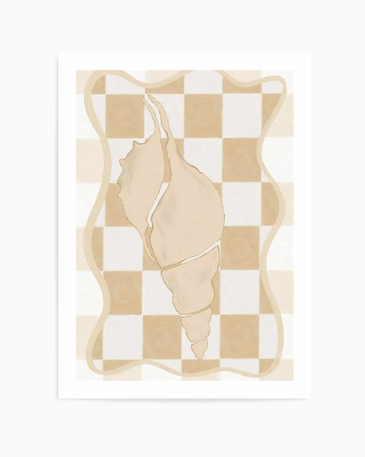 Checked Shell In Soft Beige I Art Print