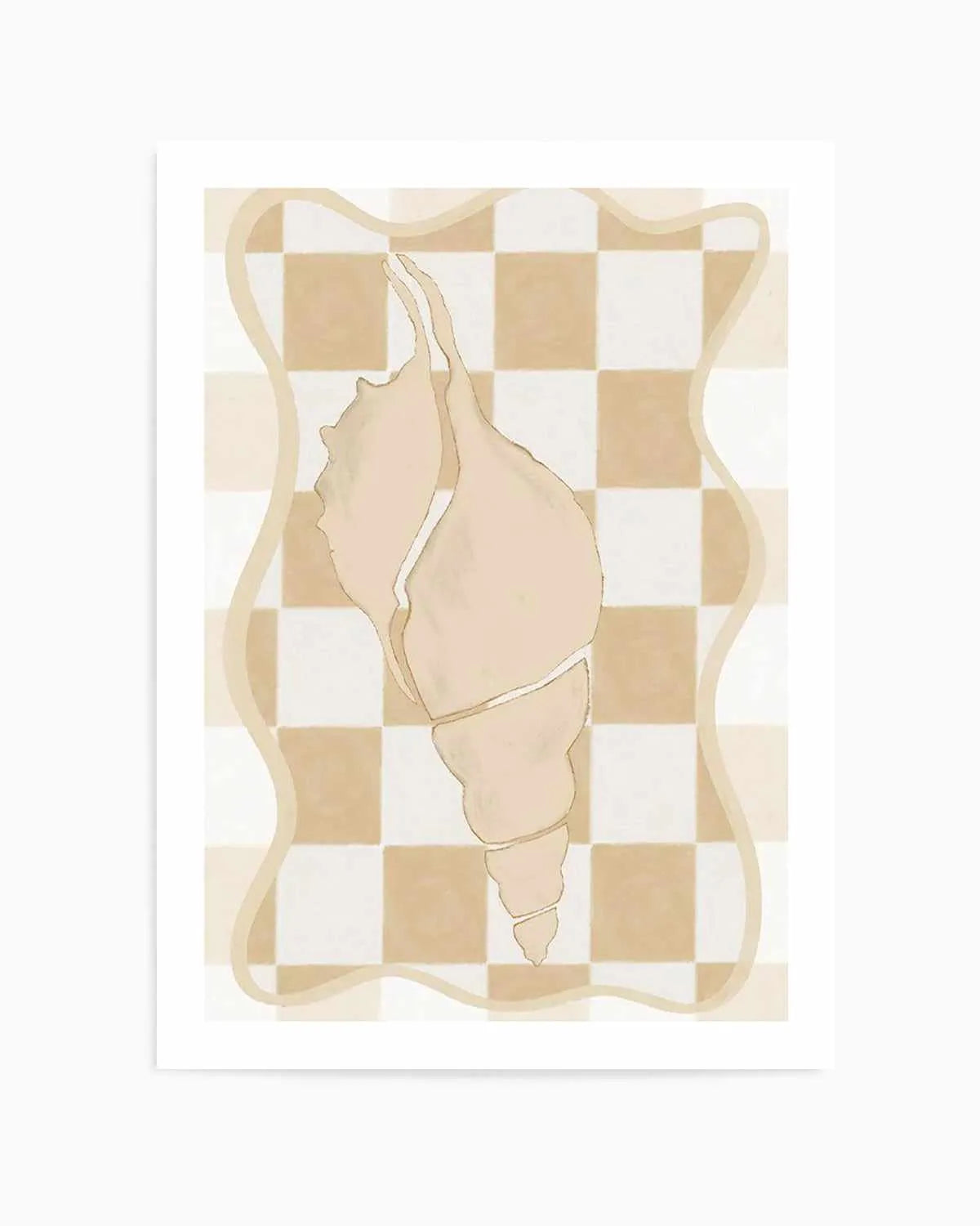 Checked Shell In Soft Beige I Art Print from Olive et Oriel where you can shop wallpaper and artworks online