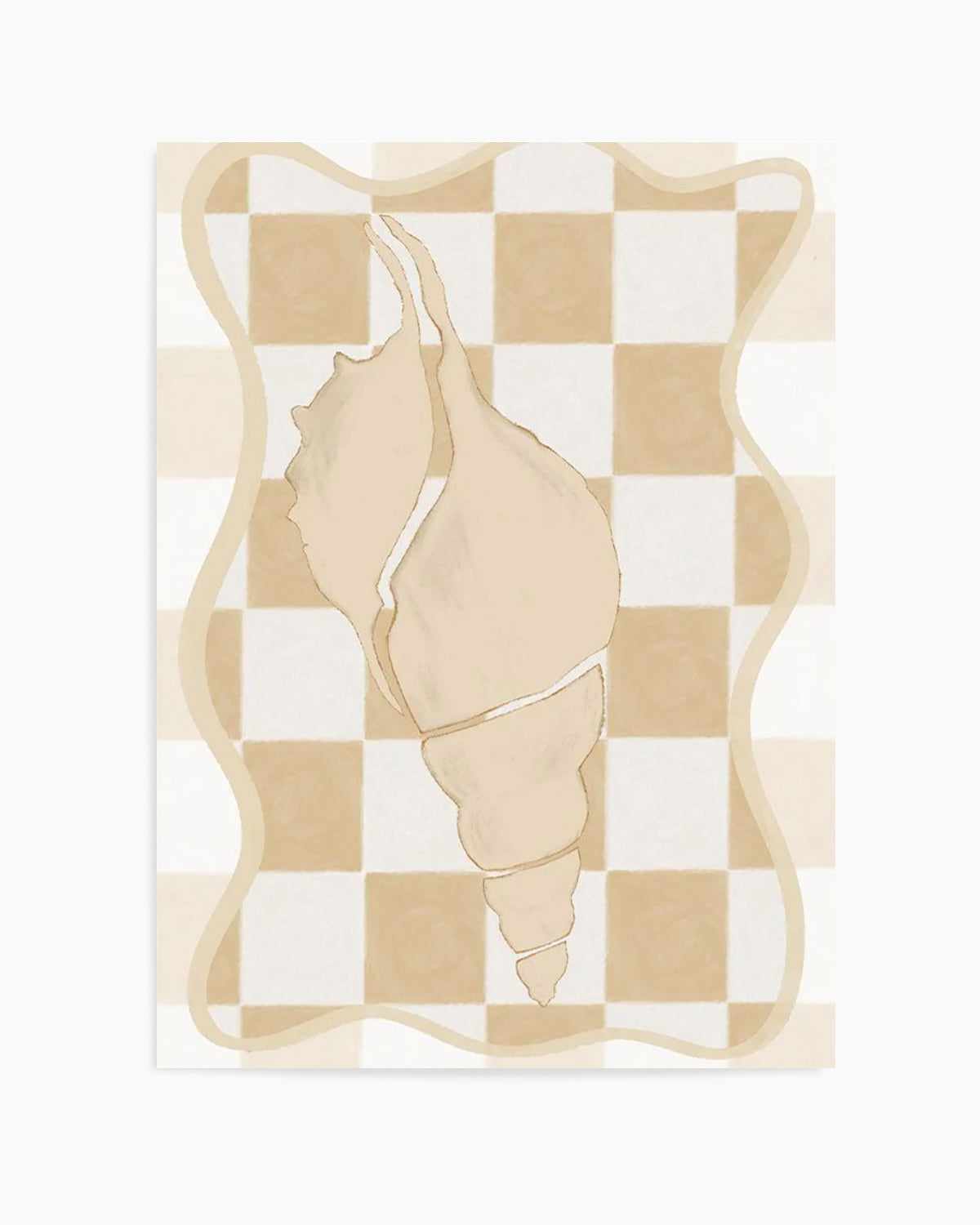 Checked Shell In Soft Beige I Art Print