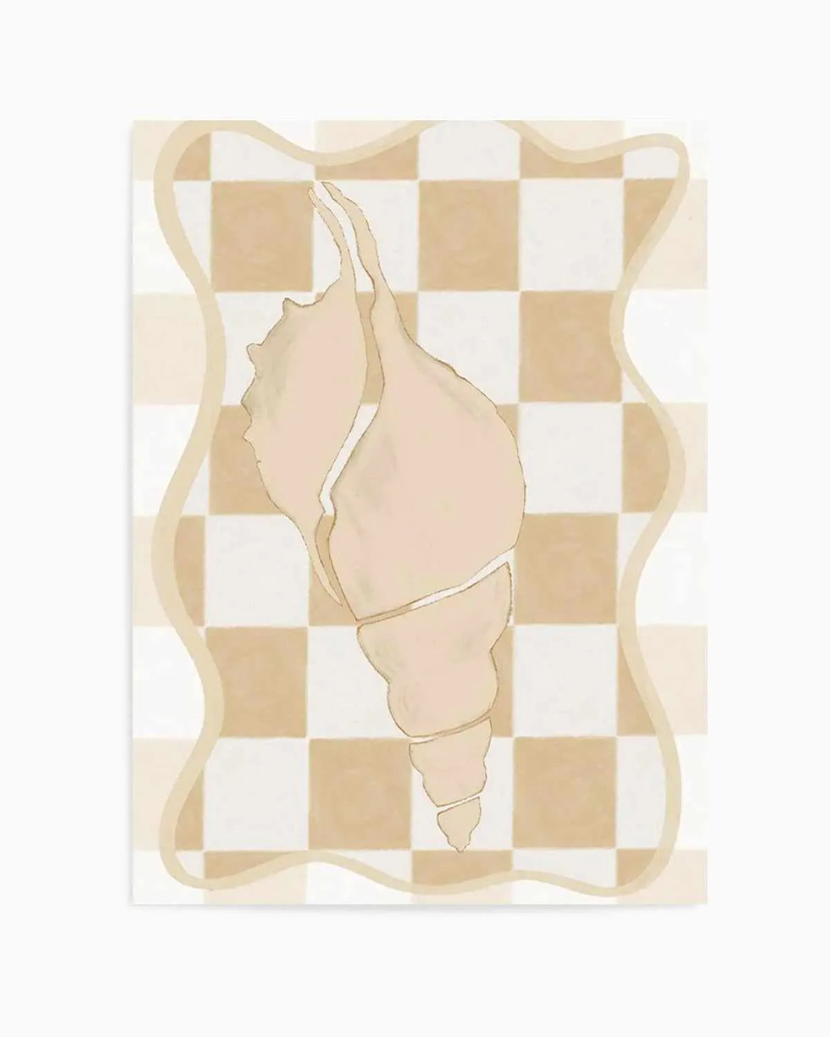 Checked Shell In Soft Beige I Art Print from Olive et Oriel where you can shop wallpaper and artworks online