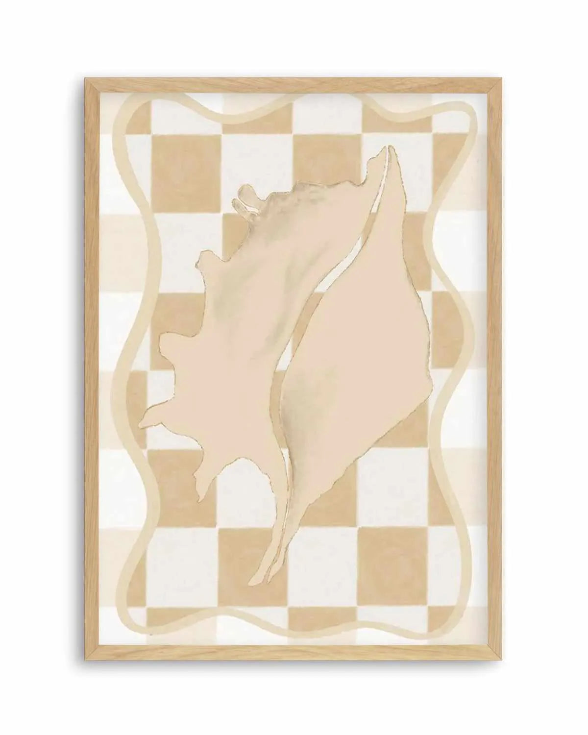Checked Shell In Soft Beige II Art Print from Olive et Oriel where you can shop wallpaper and artworks online
