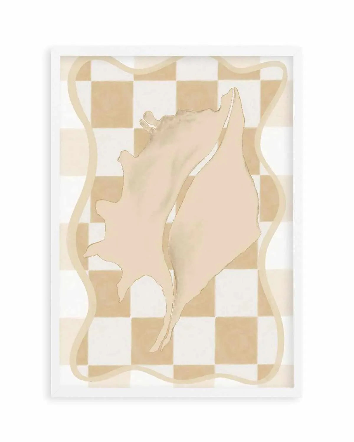 Checked Shell In Soft Beige II Art Print from Olive et Oriel where you can shop wallpaper and artworks online