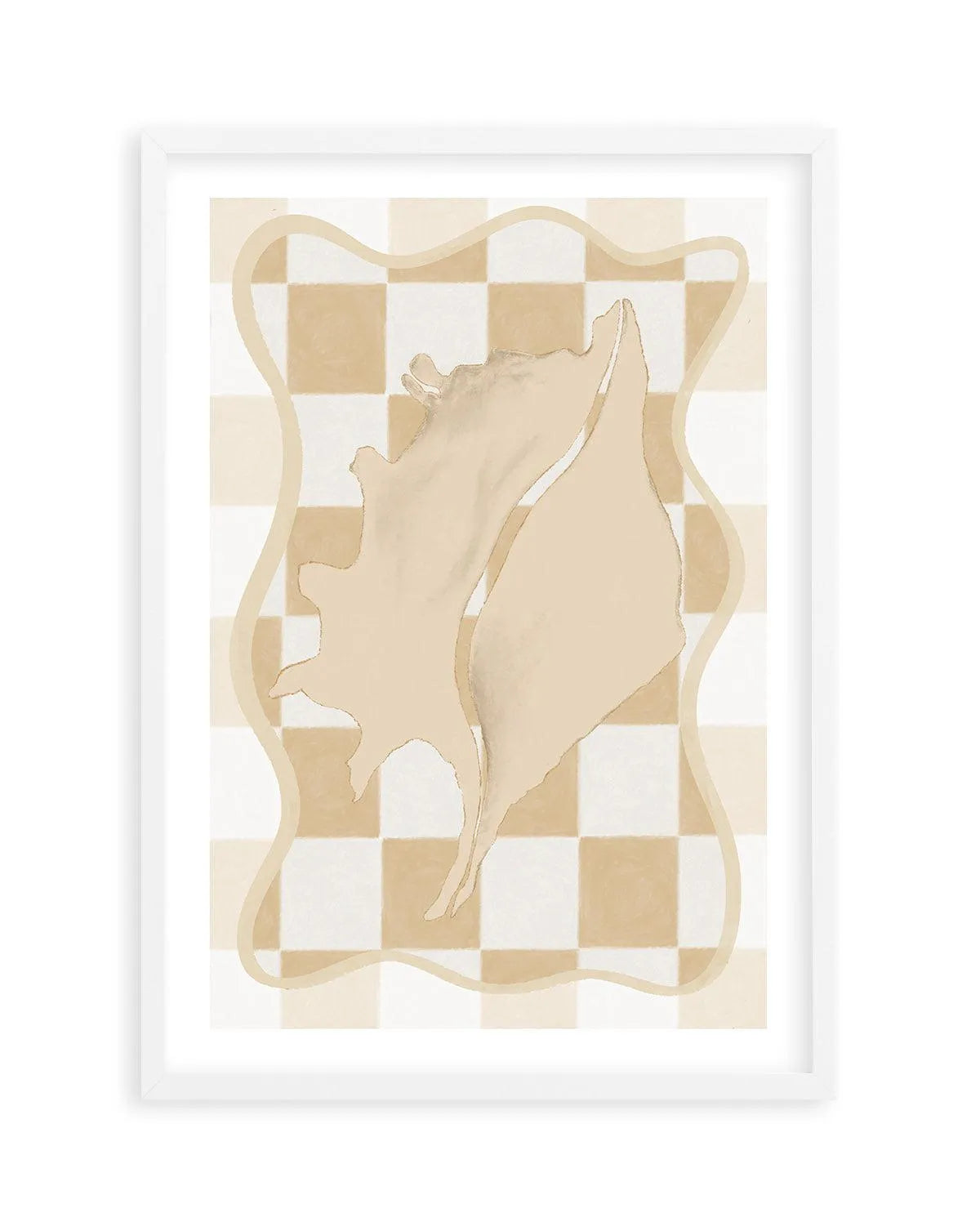 Checked Shell In Soft Beige II Art Print-Buy-Bohemian-Wall-Art-Print-And-Boho-Pictures-from-Olive-et-Oriel-Bohemian-Wall-Art-Print-And-Boho-Pictures-And-Also-Boho-Abstract-Art-Paintings-On-Canvas-For-A-Girls-Bedroom-Wall-Decor-Collection-of-Boho-Style-Feminine-Art-Poster-and-Framed-Artwork-Update-Your-Home-Decorating-Style-With-These-Beautiful-Wall-Art-Prints-Australia