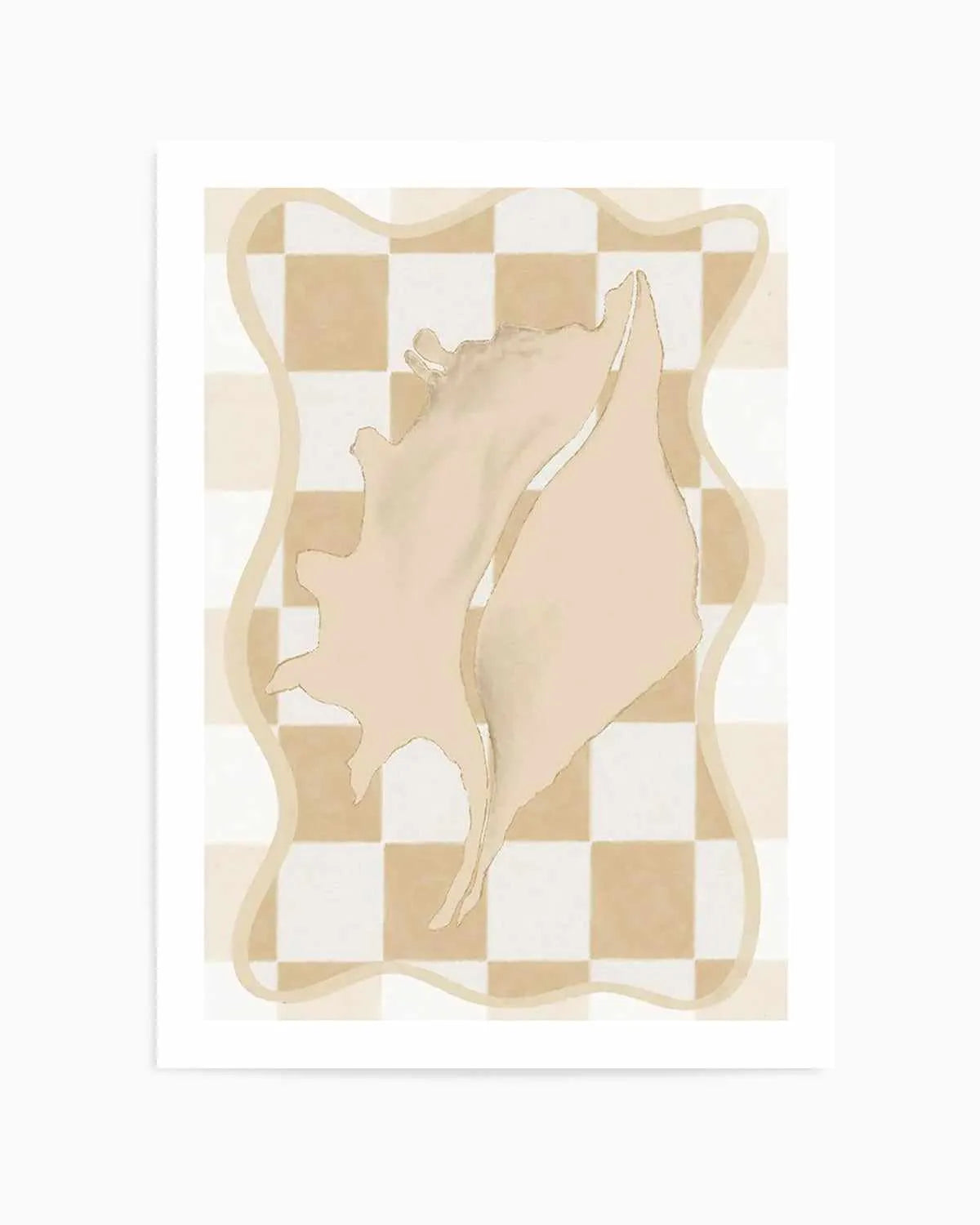 Checked Shell In Soft Beige II Art Print from Olive et Oriel where you can shop wallpaper and artworks online