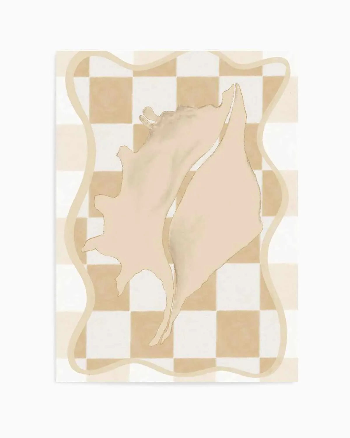 Checked Shell In Soft Beige II Art Print from Olive et Oriel where you can shop wallpaper and artworks online