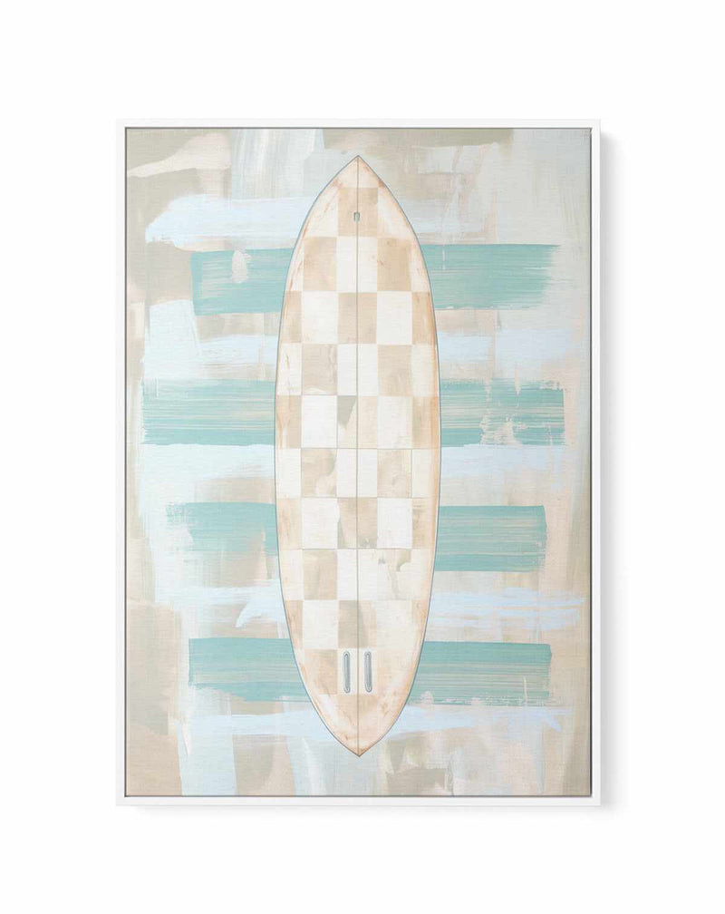 Checker Surfboard II | Framed Canvas Art Print