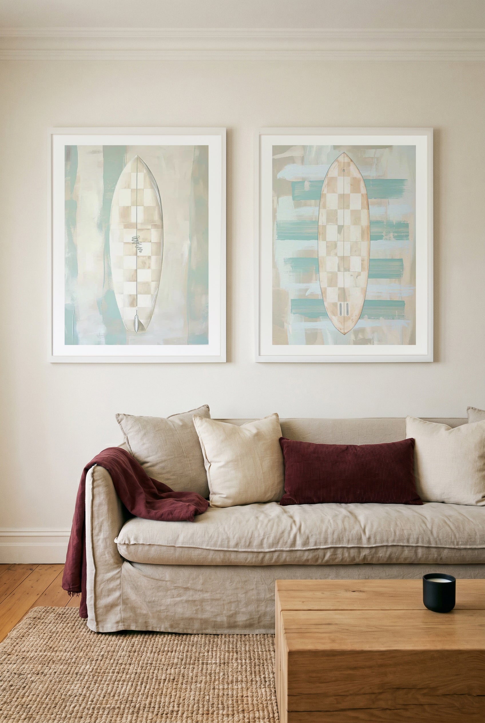 Checker Board I & II Print Set of 2 | Matching Wall Art