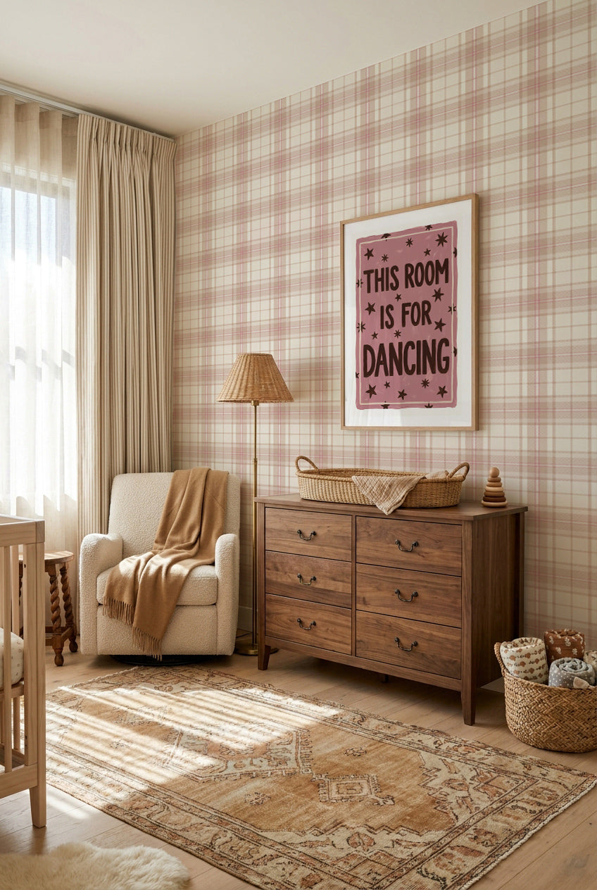Chelsea Tartan in Pink Wallpaper