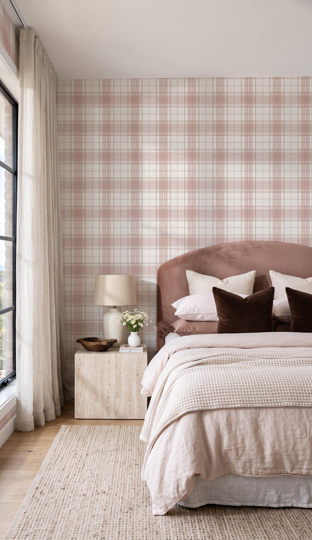 Chelsea Tartan in Pink Wallpaper