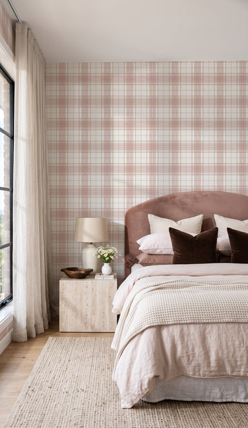 Chelsea Tartan in Pink Wallpaper