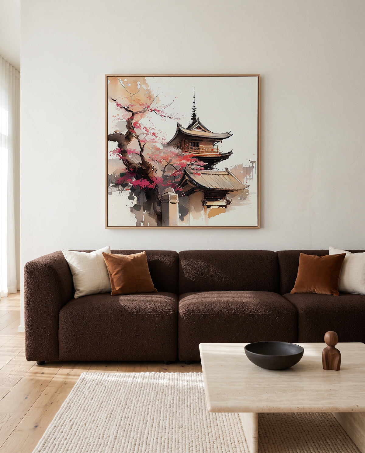 Cherry Blossom Pagoda by Justyna Jaszke | Framed Canvas Art Print