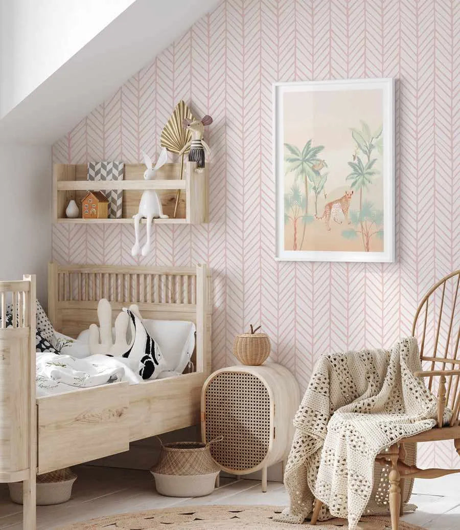 Chevron Wallpaper in Blush Pink-Wallpaper-Buy Kids Removable Wallpaper Online Our Custom Made Children‚àö¬¢‚Äö√á¬®‚Äö√ë¬¢s Wallpapers Are A Fun Way To Decorate And Enhance Boys Bedroom Decor And Girls Bedrooms They Are An Amazing Addition To Your Kids Bedroom Walls Our Collection of Kids Wallpaper Is Sure To Transform Your Kids Rooms Interior Style From Pink Wallpaper To Dinosaur Wallpaper Even Marble Wallpapers For Teen Boys Shop Peel And Stick Wallpaper Online Today With Olive et Oriel