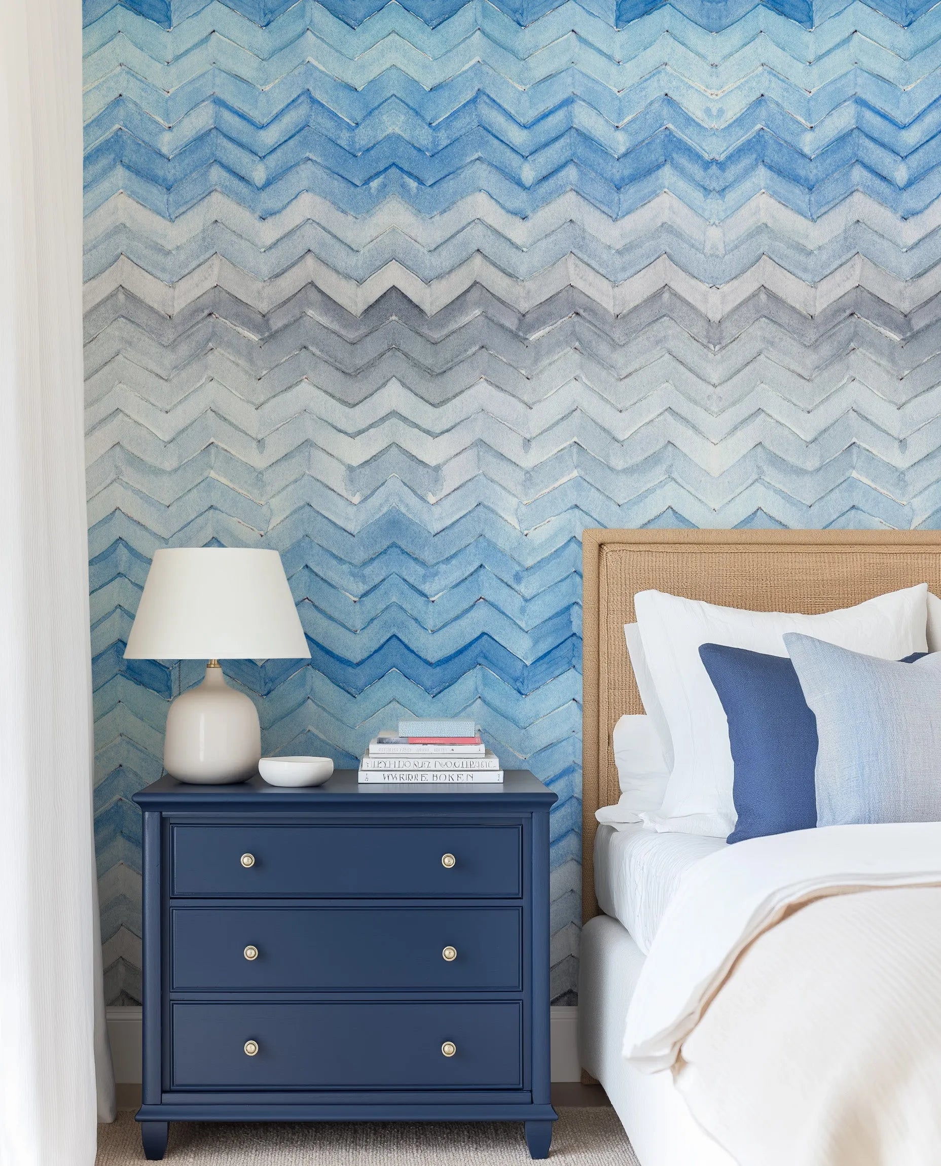 Chevron in Watercolour Wallpaper from Olive et Oriel where you can shop wallpaper and artworks online