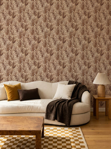 Coastal Luxe Grass in Chocolate Brown Wallpaper