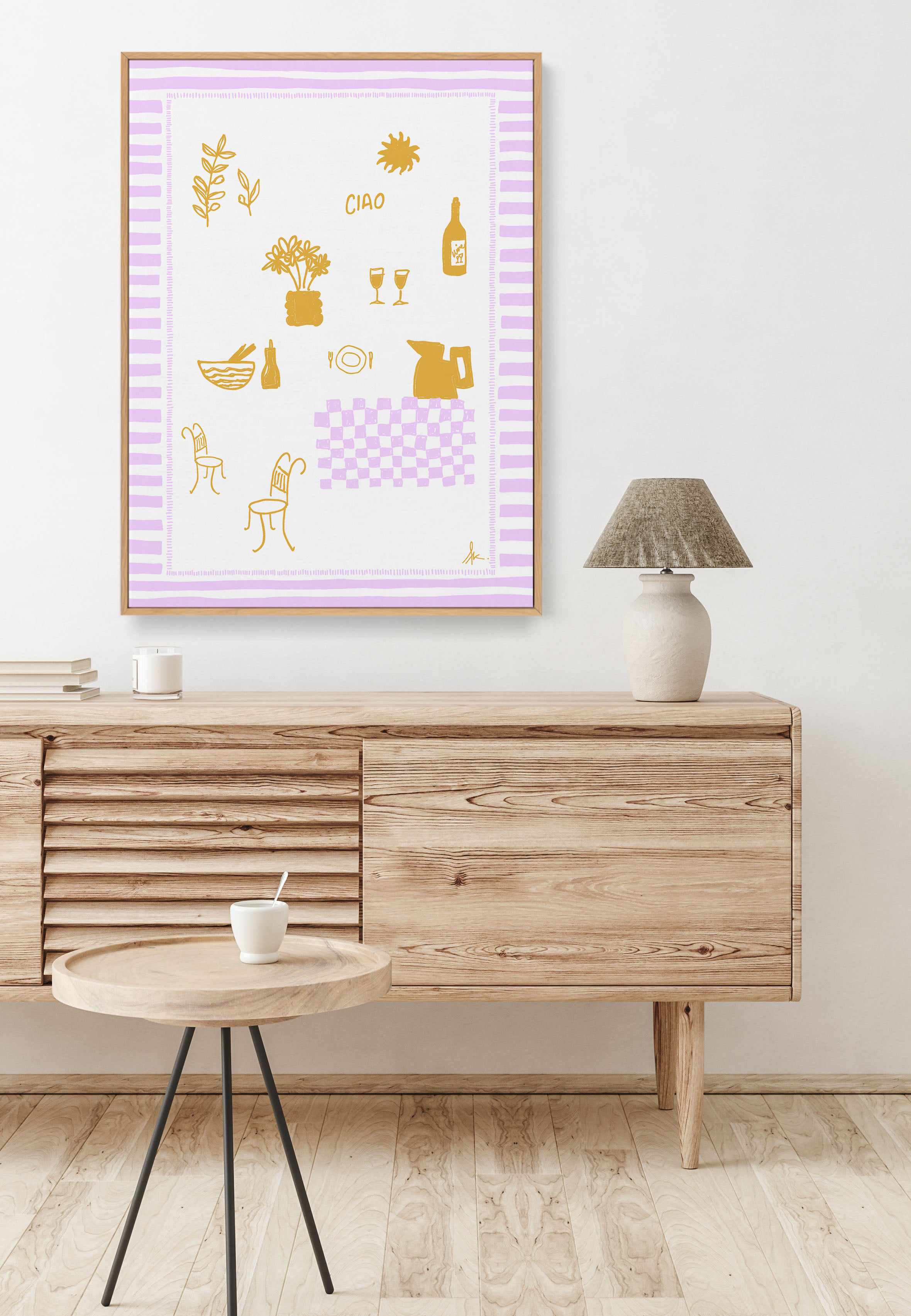 Ciao Golden Purple by Anne Korako | Framed Canvas Art Print