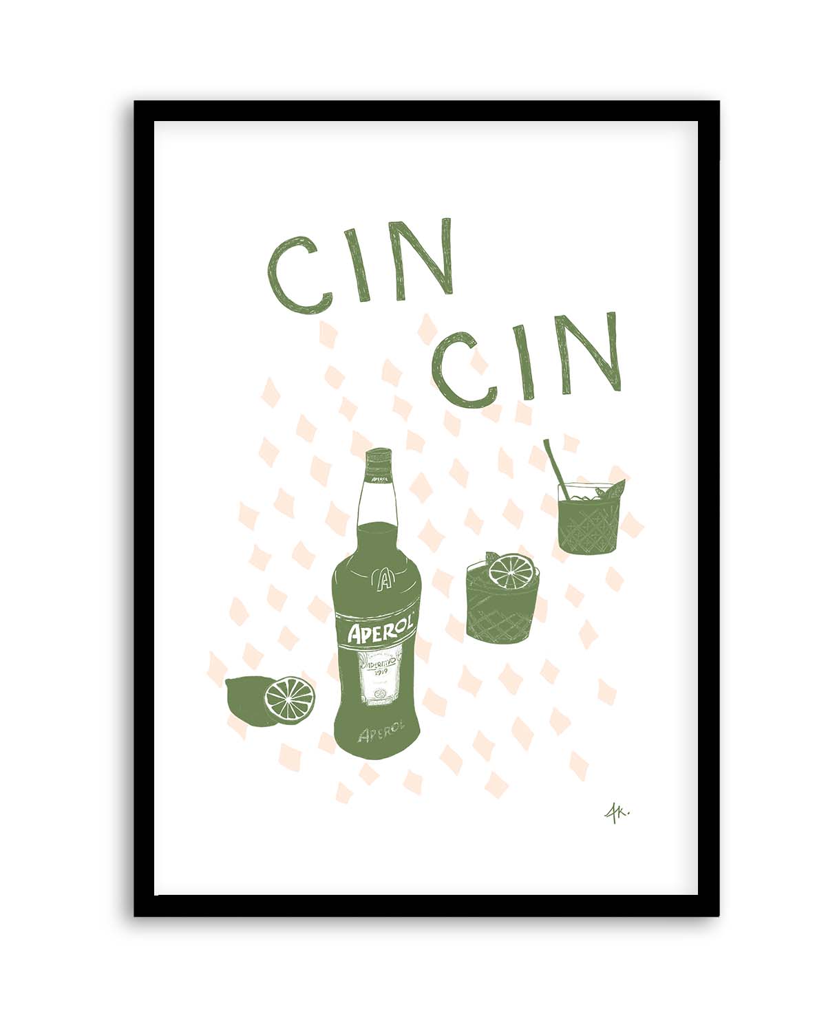 Cin Cin Forest Green Pink by Anne Korako | Art Print