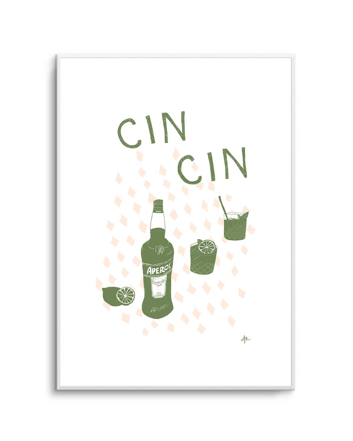 Cin Cin Forest Green Pink by Anne Korako | Art Print