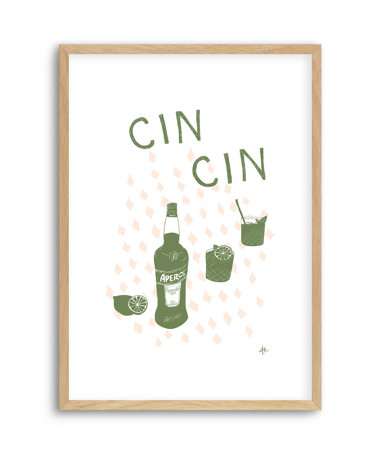 Cin Cin Forest Green Pink by Anne Korako | Art Print