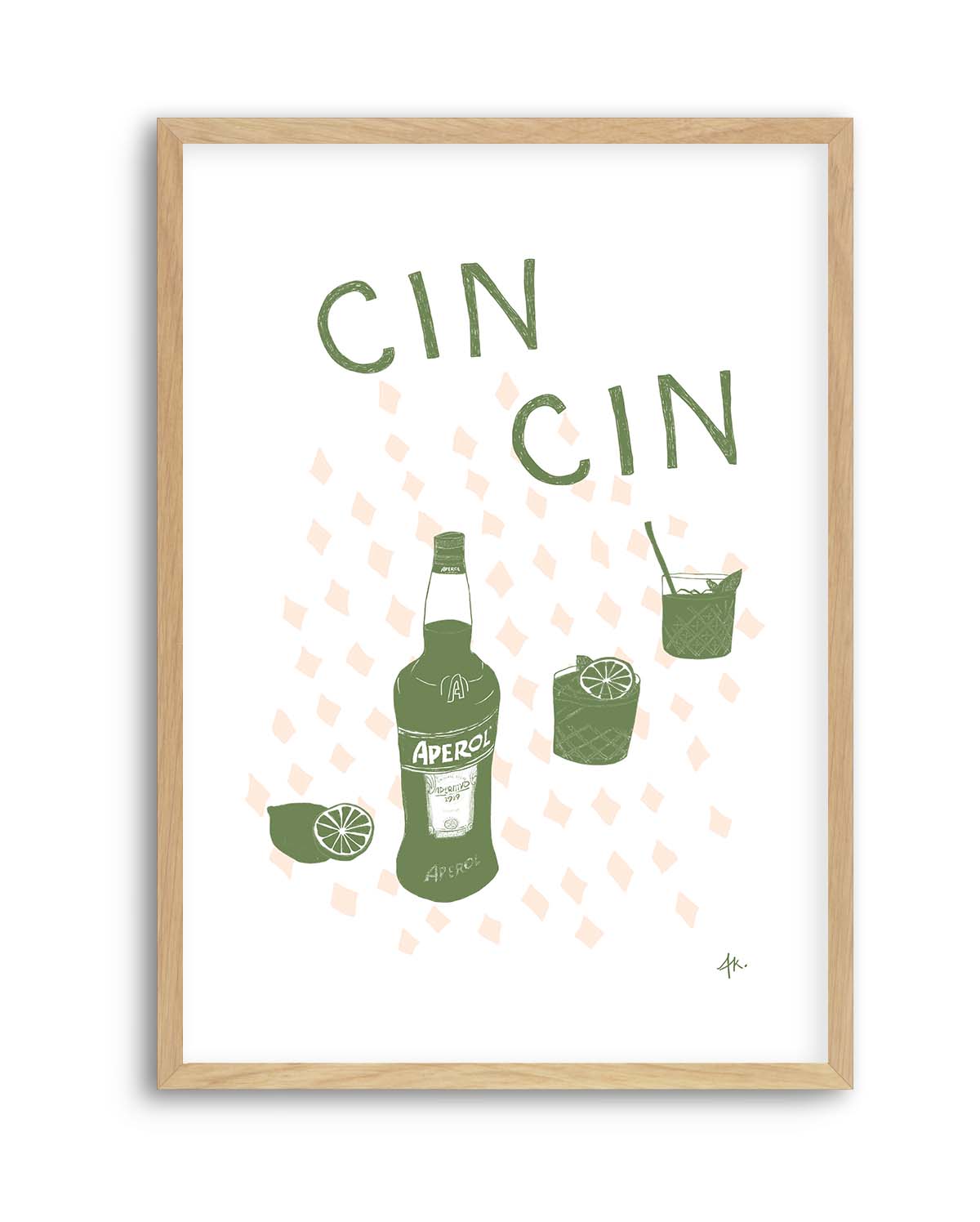 Cin Cin Forest Green Pink by Anne Korako | Art Print