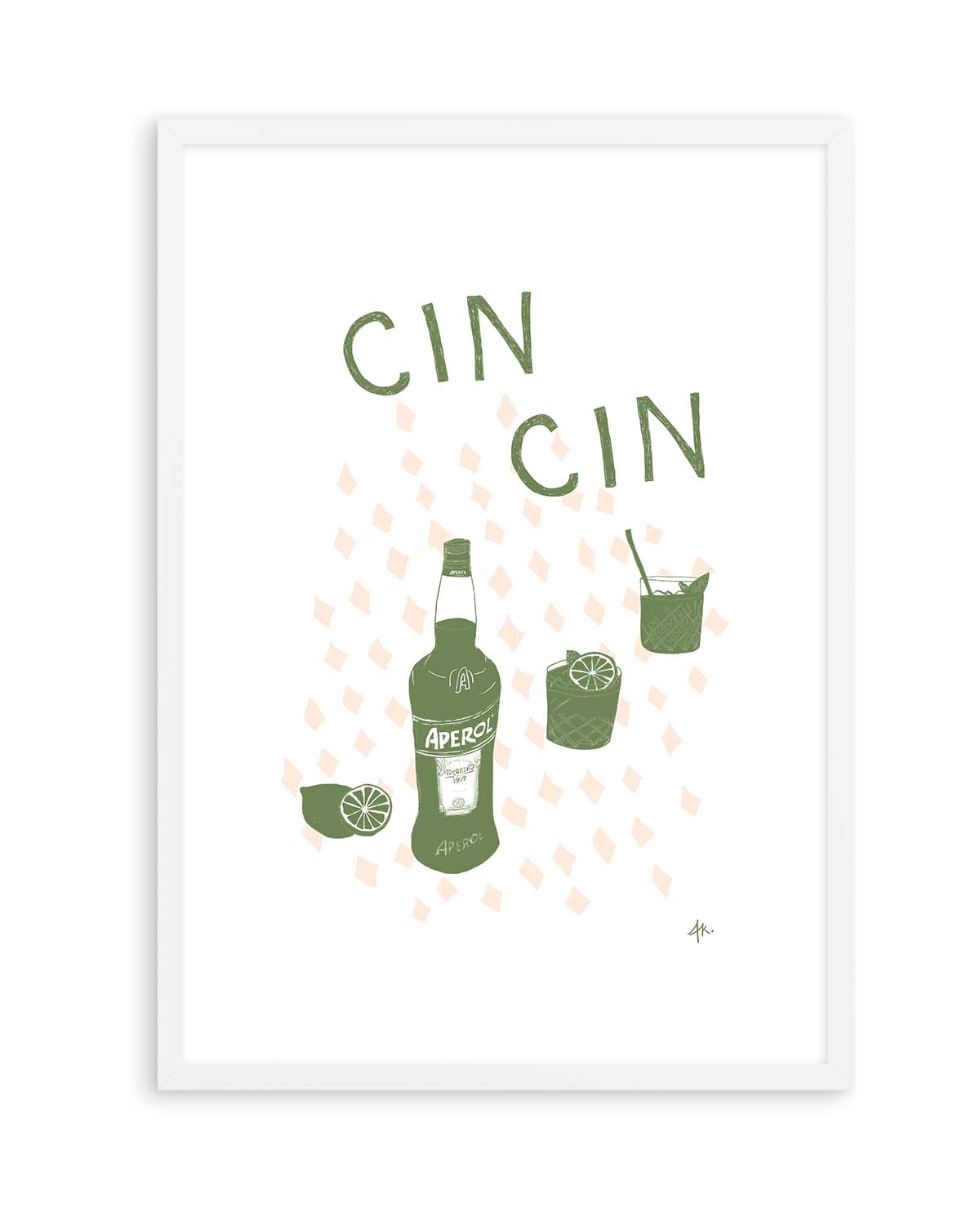 Cin Cin Forest Green Pink by Anne Korako | Art Print