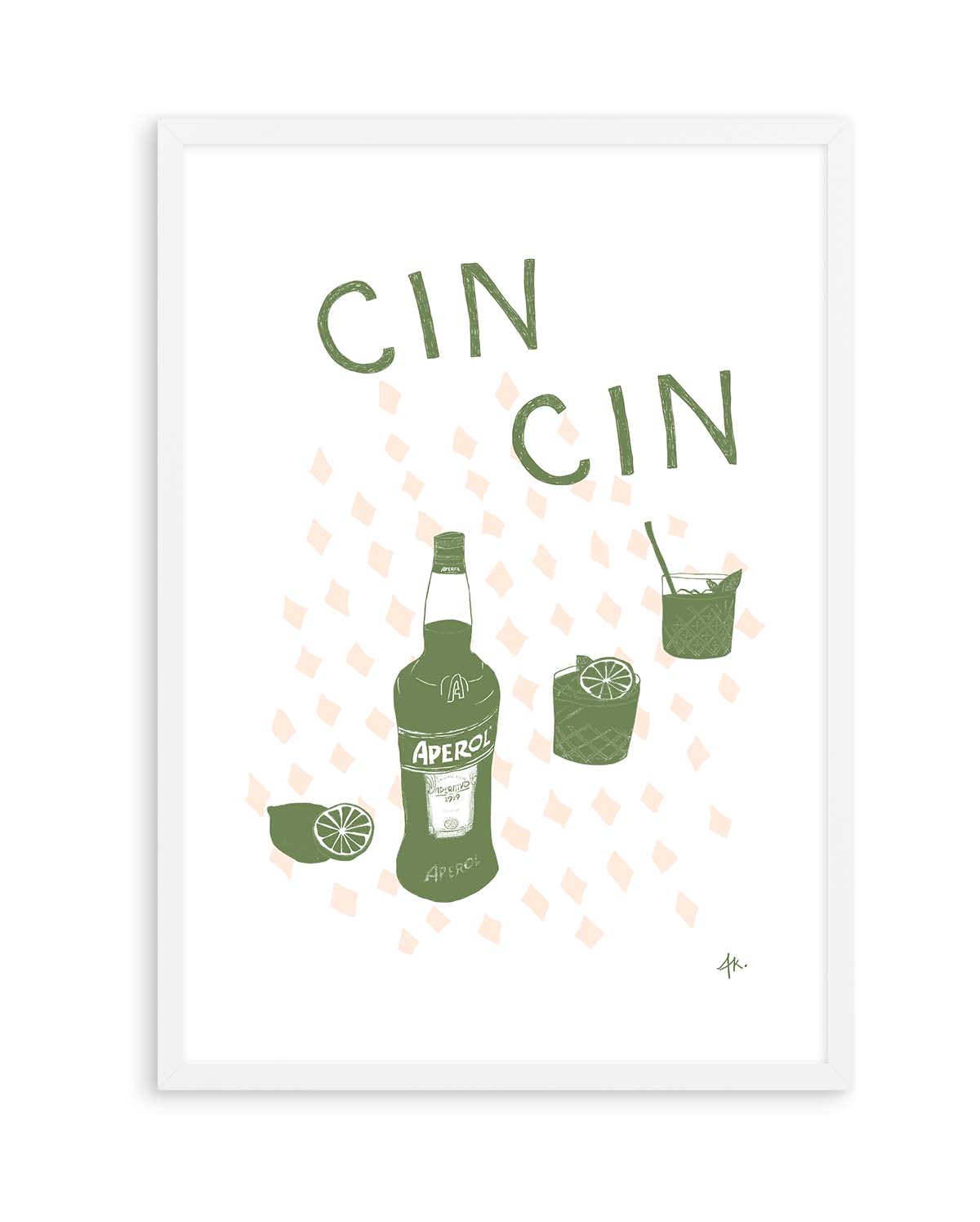 Cin Cin Forest Green Pink by Anne Korako | Art Print