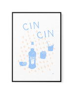Cin Cin Soft Blue Pink by Anne Korako | Framed Canvas Art Print