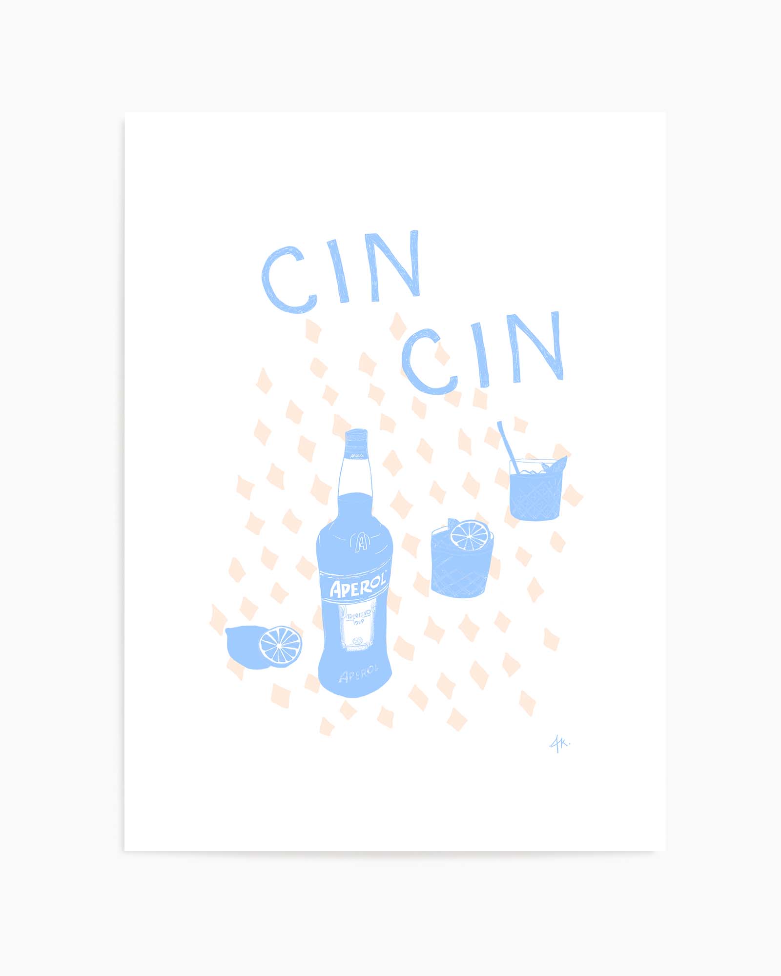 Cin Cin Soft Blue Pink by Anne Korako | Art Print