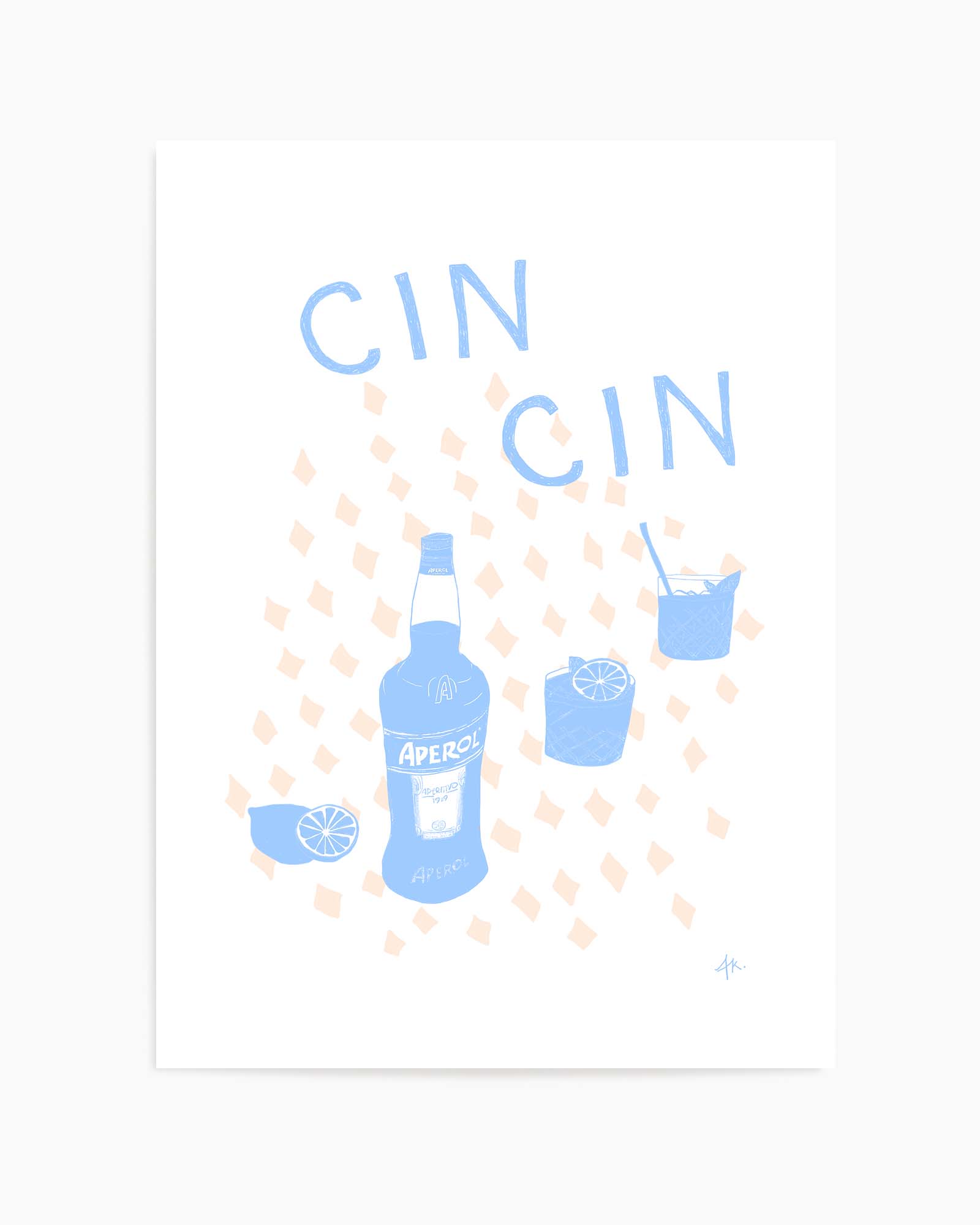 Cin Cin Soft Blue Pink by Anne Korako | Art Print