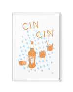Cin Cin Tan Blue by Anne Korako | Framed Canvas Art Print