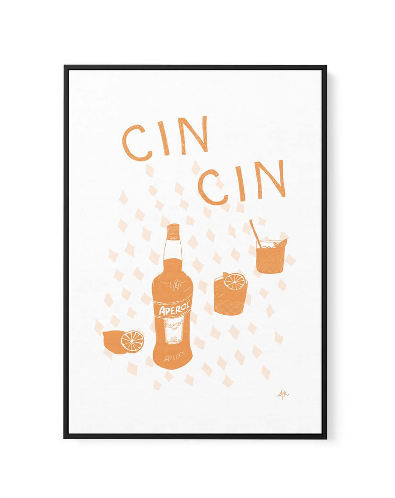 Cin Cin Tan Pink by Anne Korako | Framed Canvas Art Print