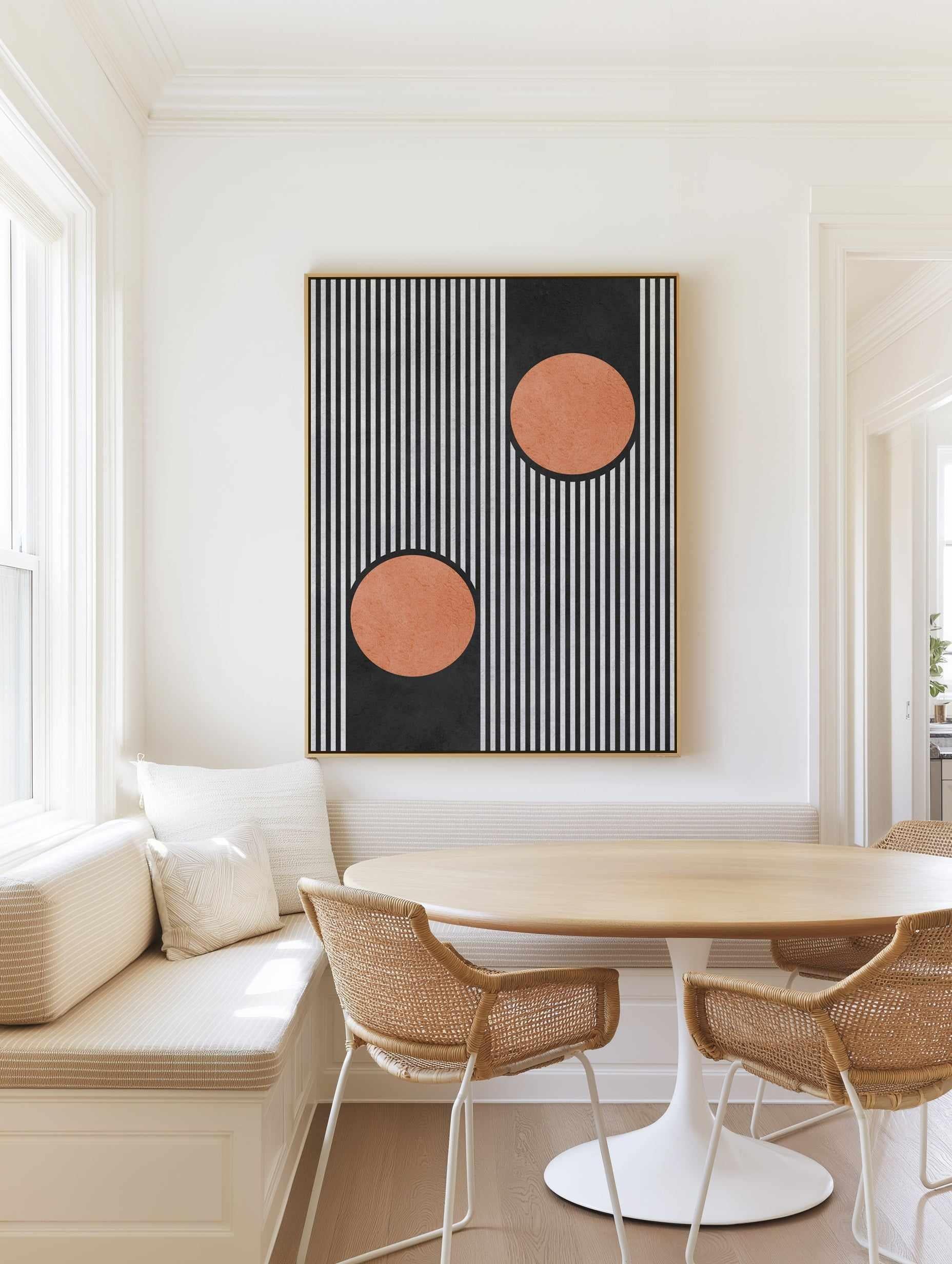 Circles On Black Background 2 by Vitor Costa | Framed Canvas Art Print from Olive et Oriel where you can shop wallpaper and artworks online