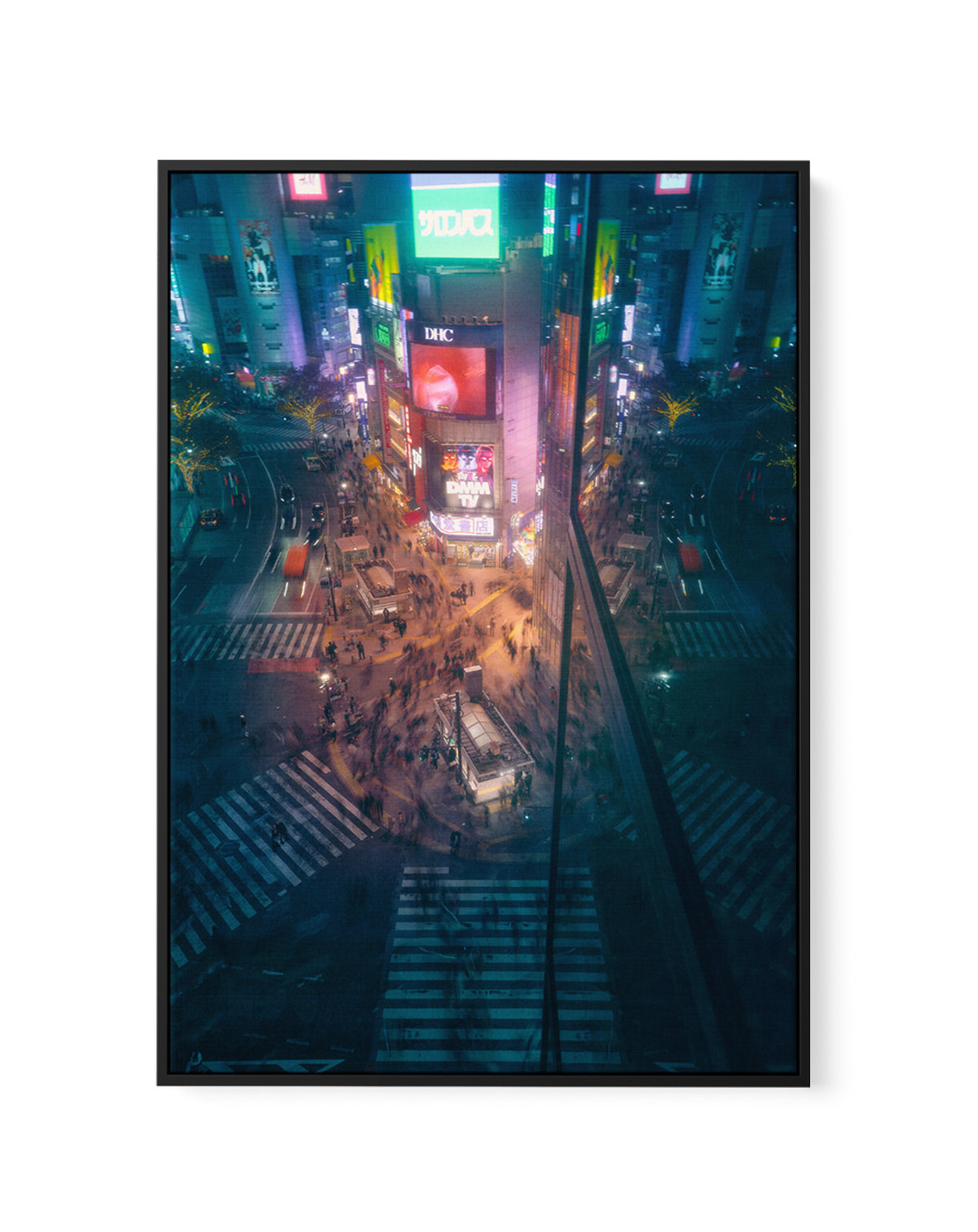 City Night Crossing by Javier De La | Framed Canvas Art Print