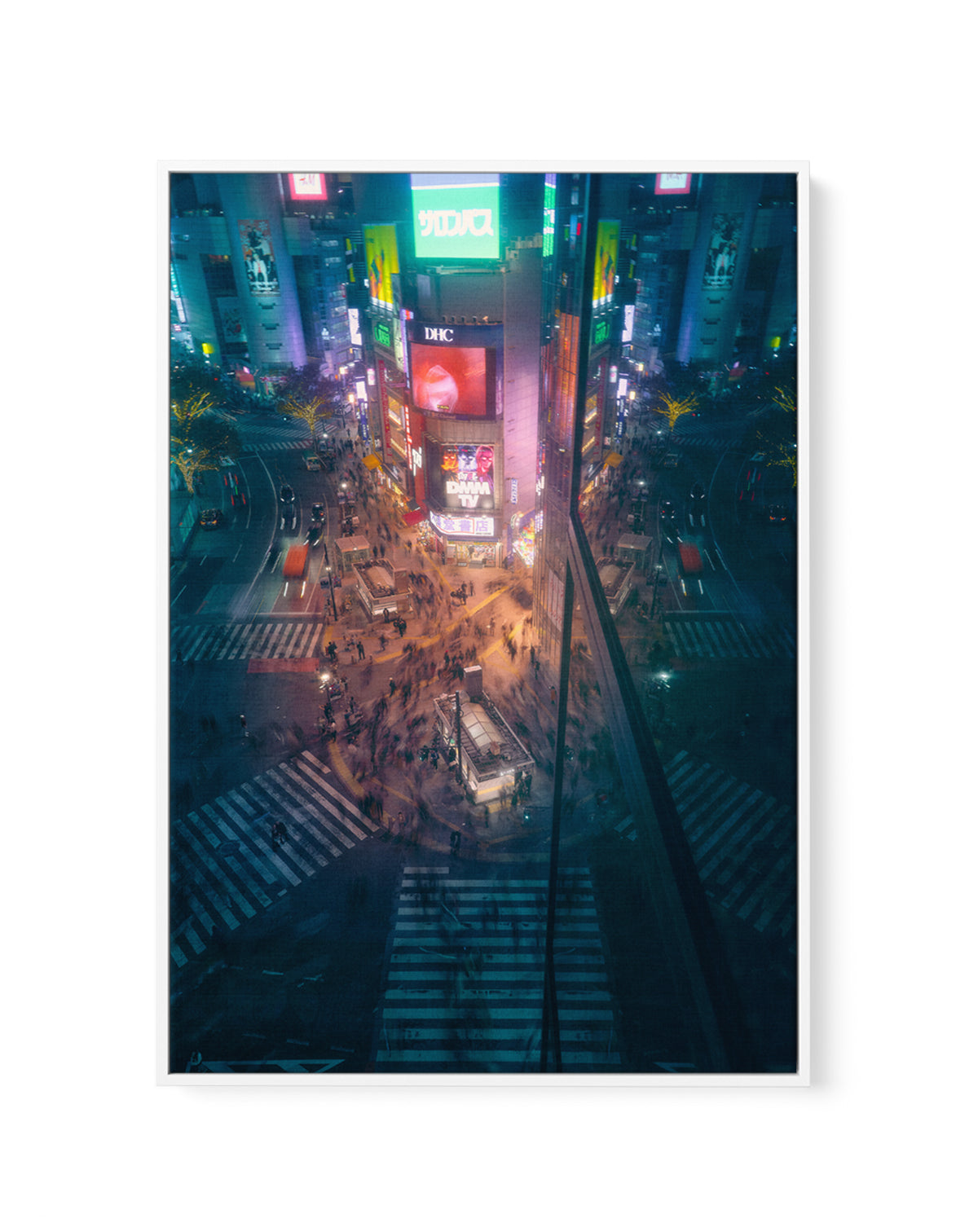 City Night Crossing by Javier De La | Framed Canvas Art Print