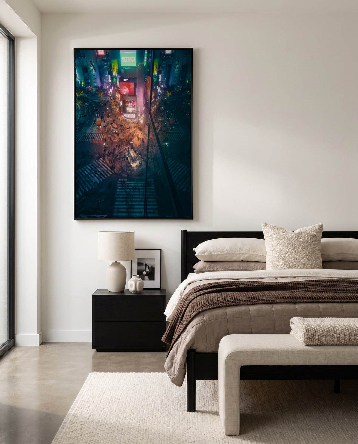 City Night Crossing by Javier De La | Framed Canvas Art Print