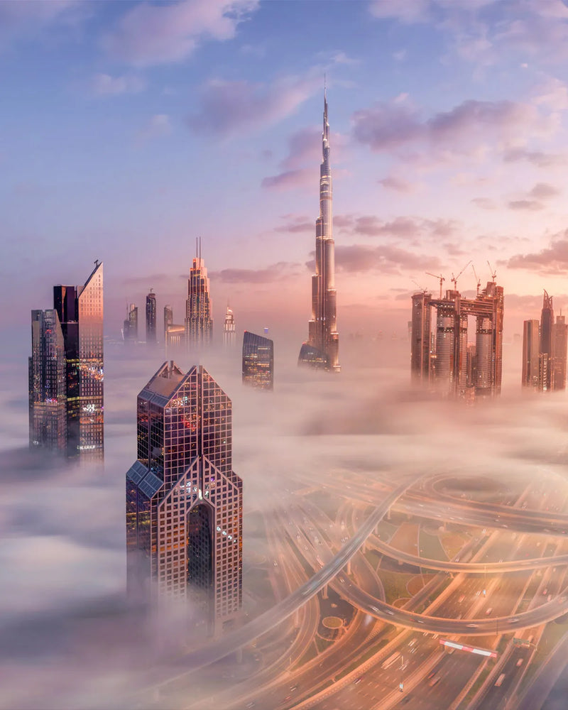 City in the Sky | Dubai Photo Mural Wallpaper from Olive et Oriel where you can shop wallpaper and artworks online