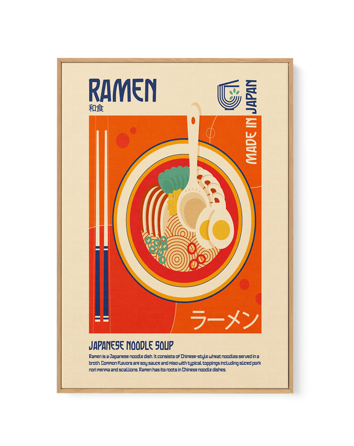 Classic Japanese Ramen by Retrodome | Framed Canvas Art Print