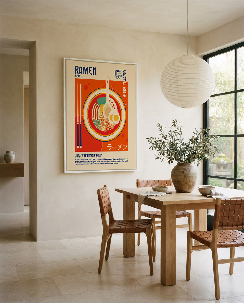 Classic Japanese Ramen by Retrodome | Framed Canvas Art Print