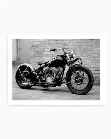 Classic Motorcycle Art Print black black & white vintage art print