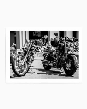 Classic Motorcycle II Art Print black black & white vintage art print
