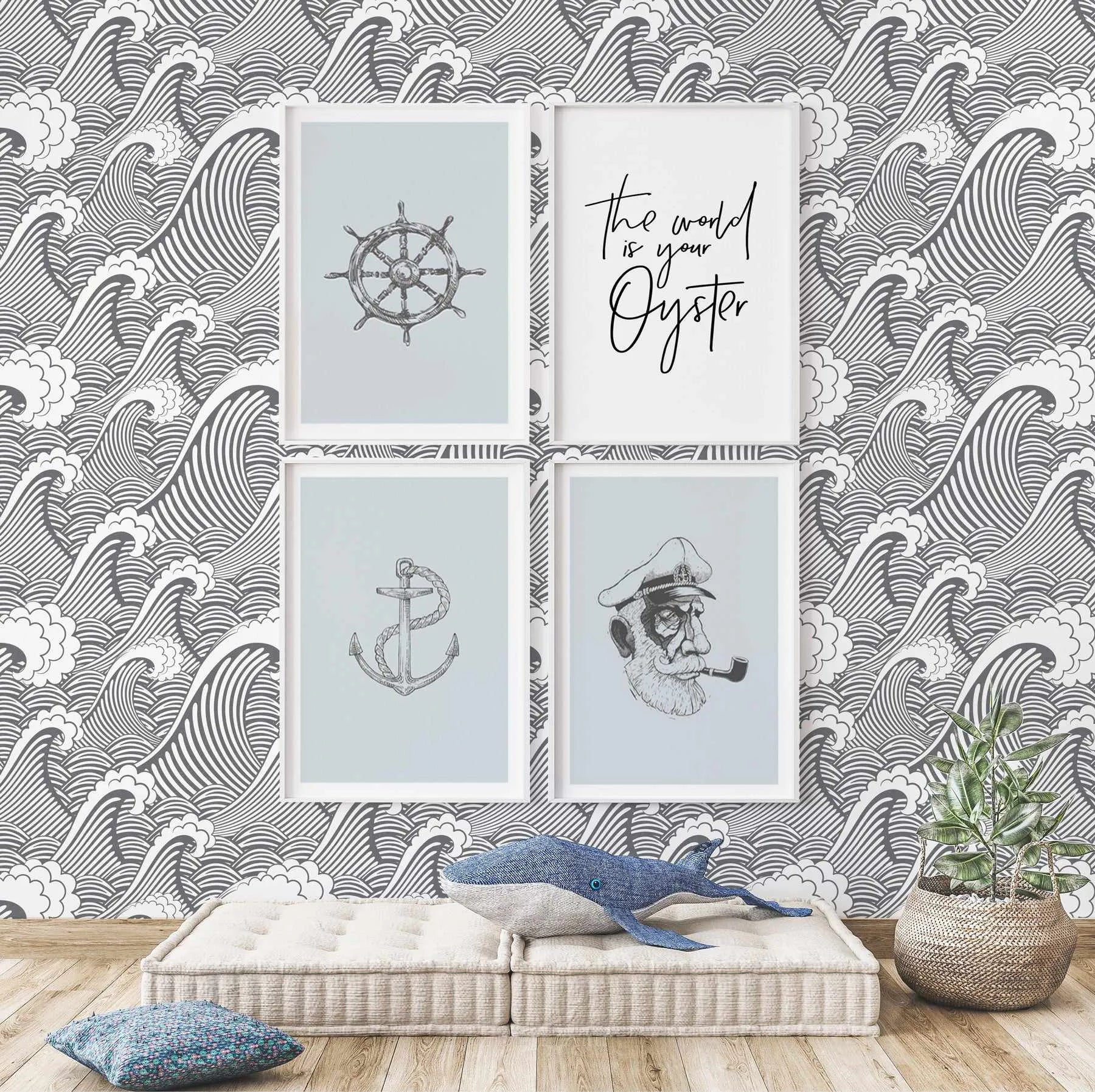 Classic Waves in Black Pearl Wallpaper-Wallpaper-Buy Kids Removable Wallpaper Online Our Custom Made Children√¢‚Ç¨‚Ñ¢s Wallpapers Are A Fun Way To Decorate And Enhance Boys Bedroom Decor And Girls Bedrooms They Are An Amazing Addition To Your Kids Bedroom Walls Our Collection of Kids Wallpaper Is Sure To Transform Your Kids Rooms Interior Style From Pink Wallpaper To Dinosaur Wallpaper Even Marble Wallpapers For Teen Boys Shop Peel And Stick Wallpaper Online Today With Olive et Oriel