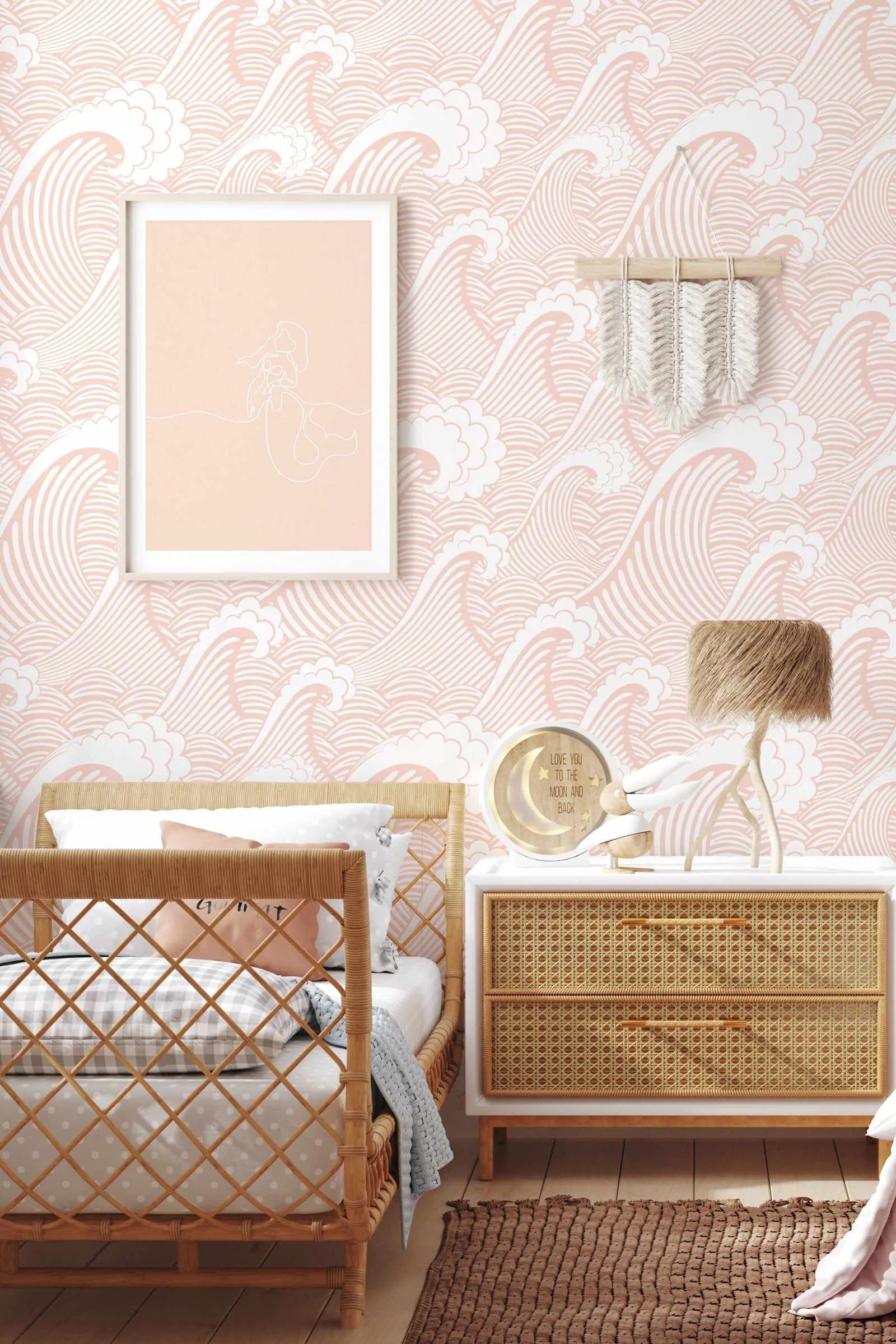 Classic Waves in Coral Reef Wallpaper-Wallpaper-Buy Kids Removable Wallpaper Online Our Custom Made Children√¢‚Ç¨‚Ñ¢s Wallpapers Are A Fun Way To Decorate And Enhance Boys Bedroom Decor And Girls Bedrooms They Are An Amazing Addition To Your Kids Bedroom Walls Our Collection of Kids Wallpaper Is Sure To Transform Your Kids Rooms Interior Style From Pink Wallpaper To Dinosaur Wallpaper Even Marble Wallpapers For Teen Boys Shop Peel And Stick Wallpaper Online Today With Olive et Oriel