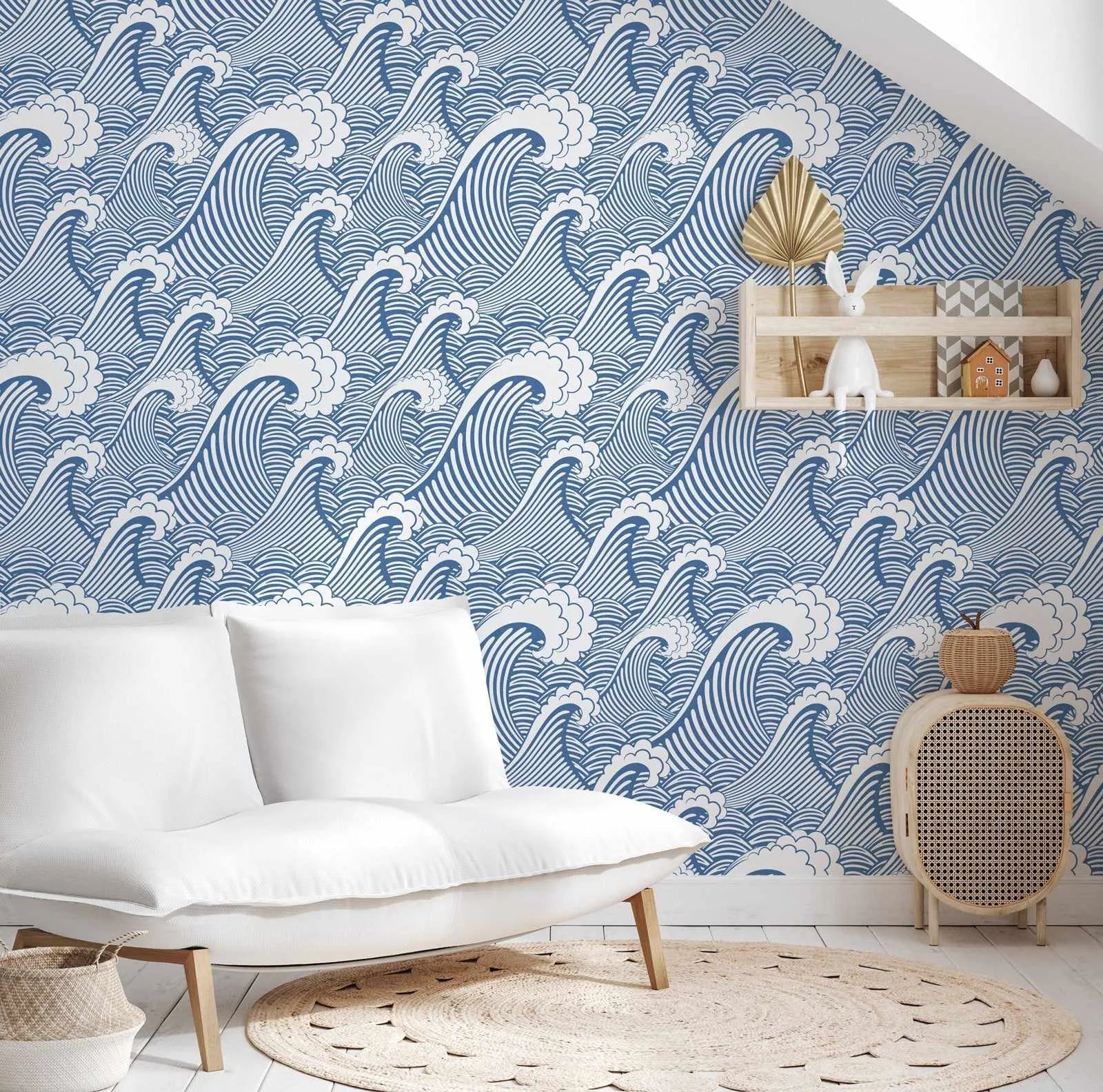 Classic Waves in Deep Sea Wallpaper-Wallpaper-Buy Kids Removable Wallpaper Online Our Custom Made Children√¢‚Ç¨‚Ñ¢s Wallpapers Are A Fun Way To Decorate And Enhance Boys Bedroom Decor And Girls Bedrooms They Are An Amazing Addition To Your Kids Bedroom Walls Our Collection of Kids Wallpaper Is Sure To Transform Your Kids Rooms Interior Style From Pink Wallpaper To Dinosaur Wallpaper Even Marble Wallpapers For Teen Boys Shop Peel And Stick Wallpaper Online Today With Olive et Oriel