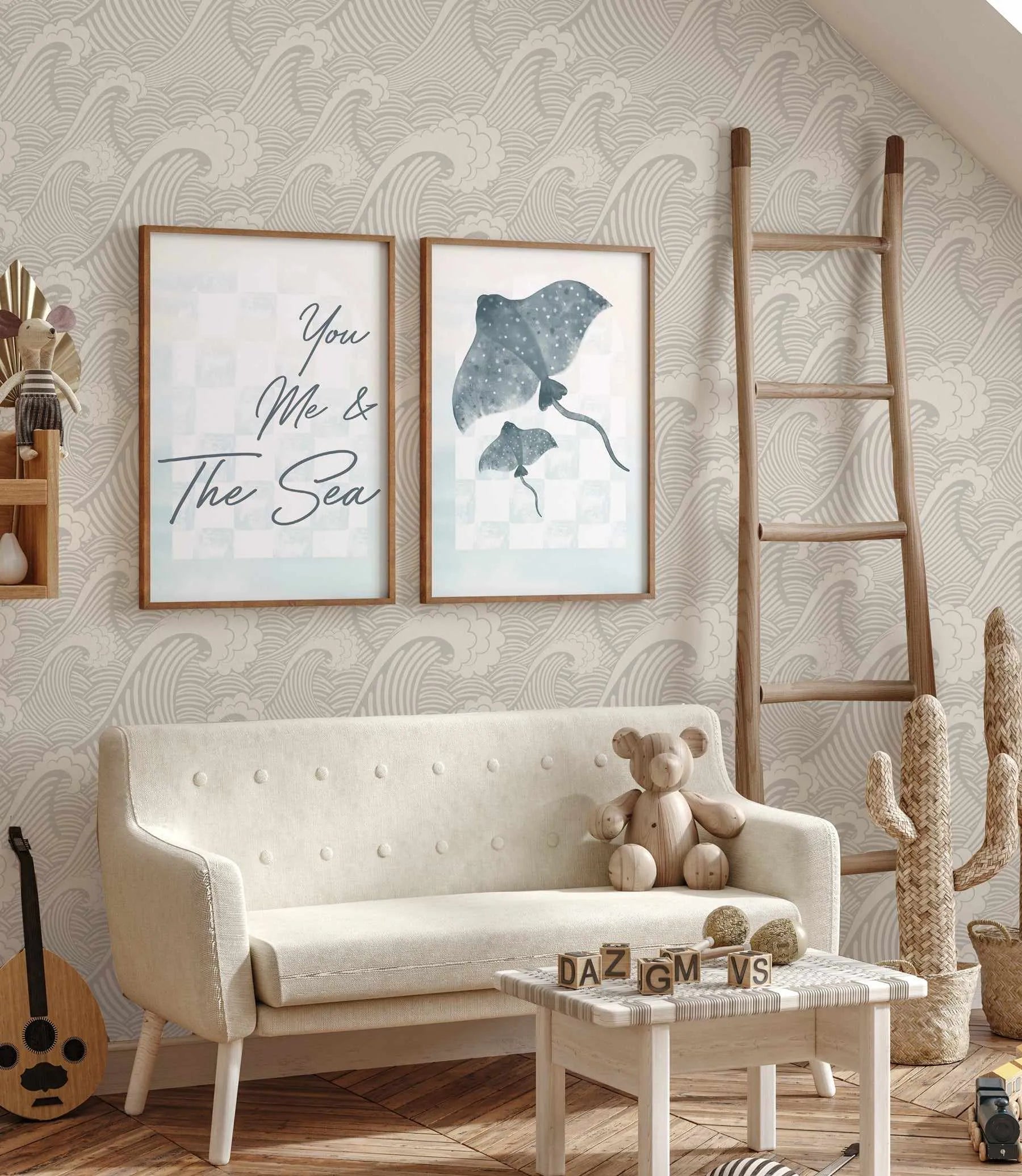 Classic Waves in Mist Wallpaper-Wallpaper-Buy Kids Removable Wallpaper Online Our Custom Made Children√¢‚Ç¨‚Ñ¢s Wallpapers Are A Fun Way To Decorate And Enhance Boys Bedroom Decor And Girls Bedrooms They Are An Amazing Addition To Your Kids Bedroom Walls Our Collection of Kids Wallpaper Is Sure To Transform Your Kids Rooms Interior Style From Pink Wallpaper To Dinosaur Wallpaper Even Marble Wallpapers For Teen Boys Shop Peel And Stick Wallpaper Online Today With Olive et Oriel