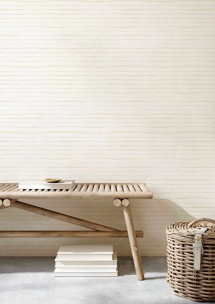 Thin Stripe Wallpaper in Cream from Olive et Oriel where you can shop wallpaper and artworks online