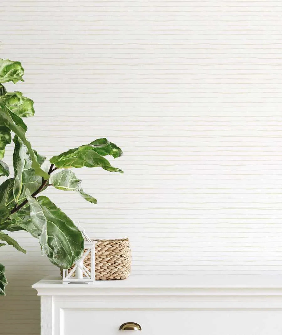 Thin Stripe Wallpaper in Cream from Olive et Oriel where you can shop wallpaper and artworks online