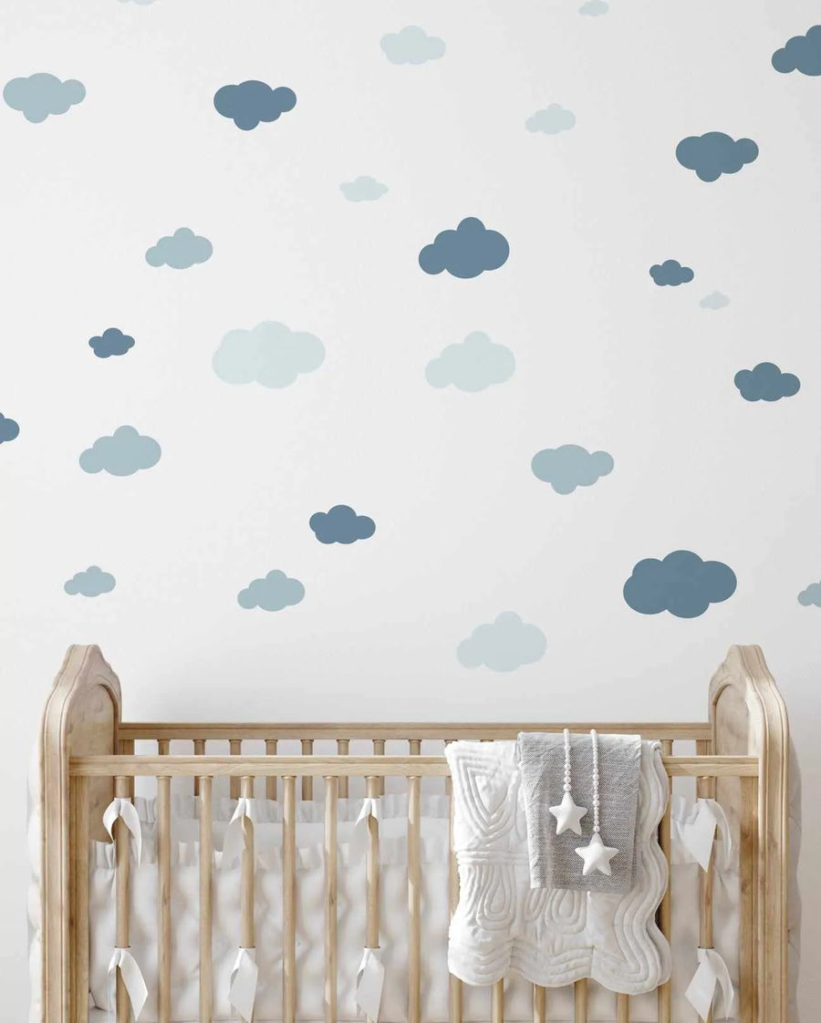 Clouds Decal Set-Decals-Olive et Oriel-Decorate your kids bedroom wall decor with removable wall decals, these fabric kids decals are a great way to add colour and update your children's bedroom. Available as girls wall decals or boys wall decals, there are also nursery decals.