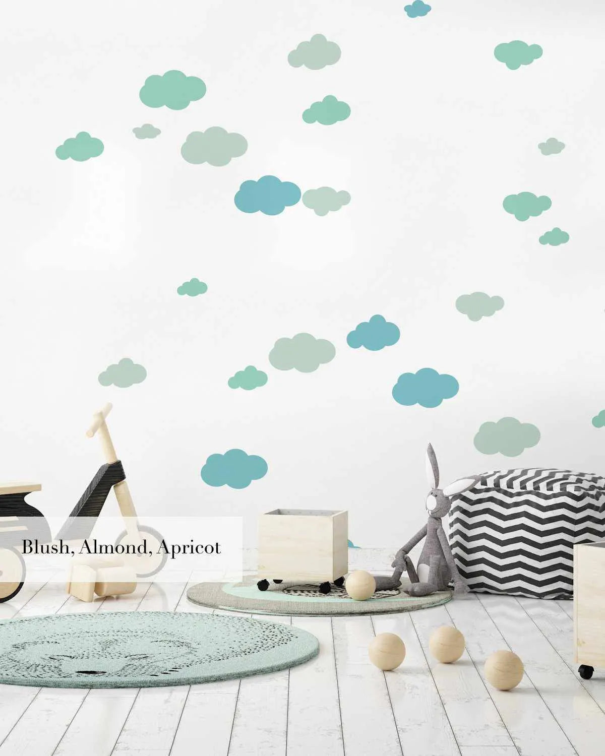 Clouds Decal Set-Decals-Olive et Oriel-Decorate your kids bedroom wall decor with removable wall decals, these fabric kids decals are a great way to add colour and update your children's bedroom. Available as girls wall decals or boys wall decals, there are also nursery decals.