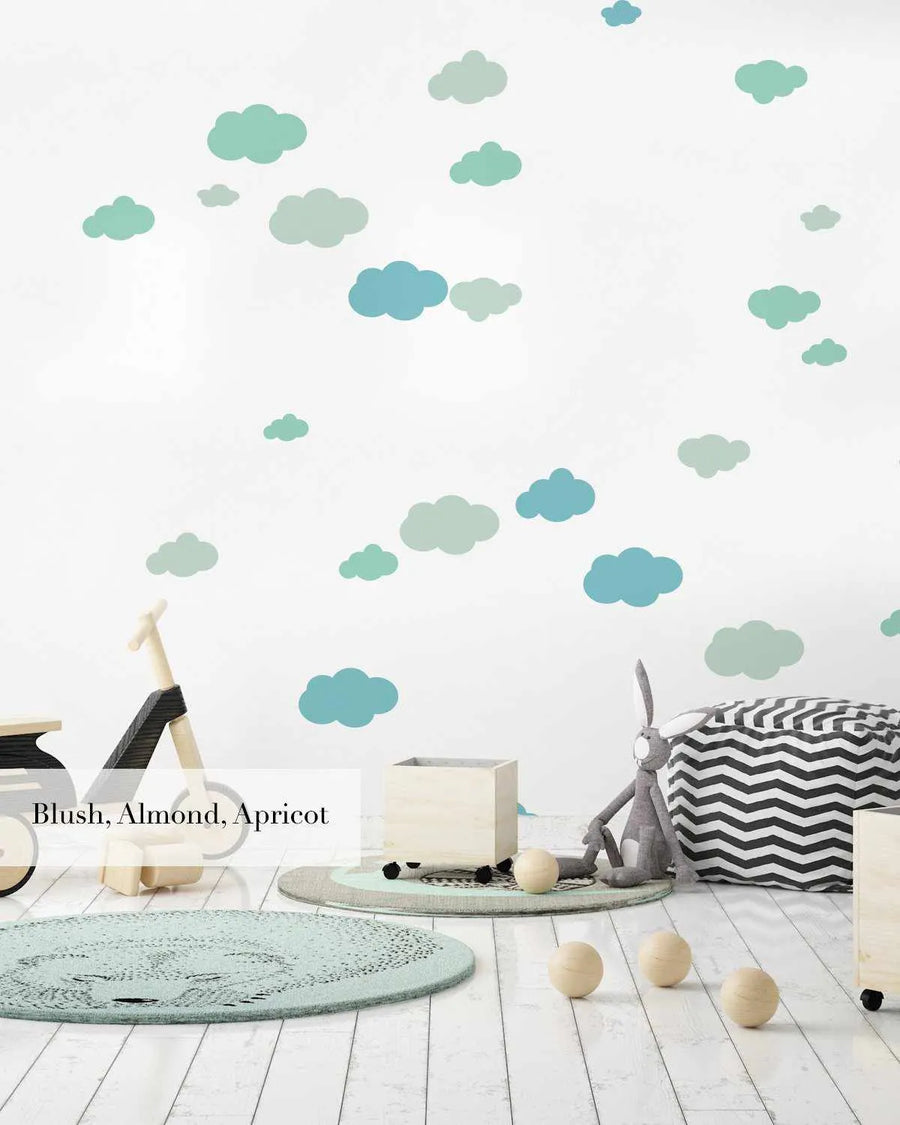 Clouds Decal Set-Decals-Olive et Oriel-Decorate your kids bedroom wall decor with removable wall decals, these fabric kids decals are a great way to add colour and update your children's bedroom. Available as girls wall decals or boys wall decals, there are also nursery decals.