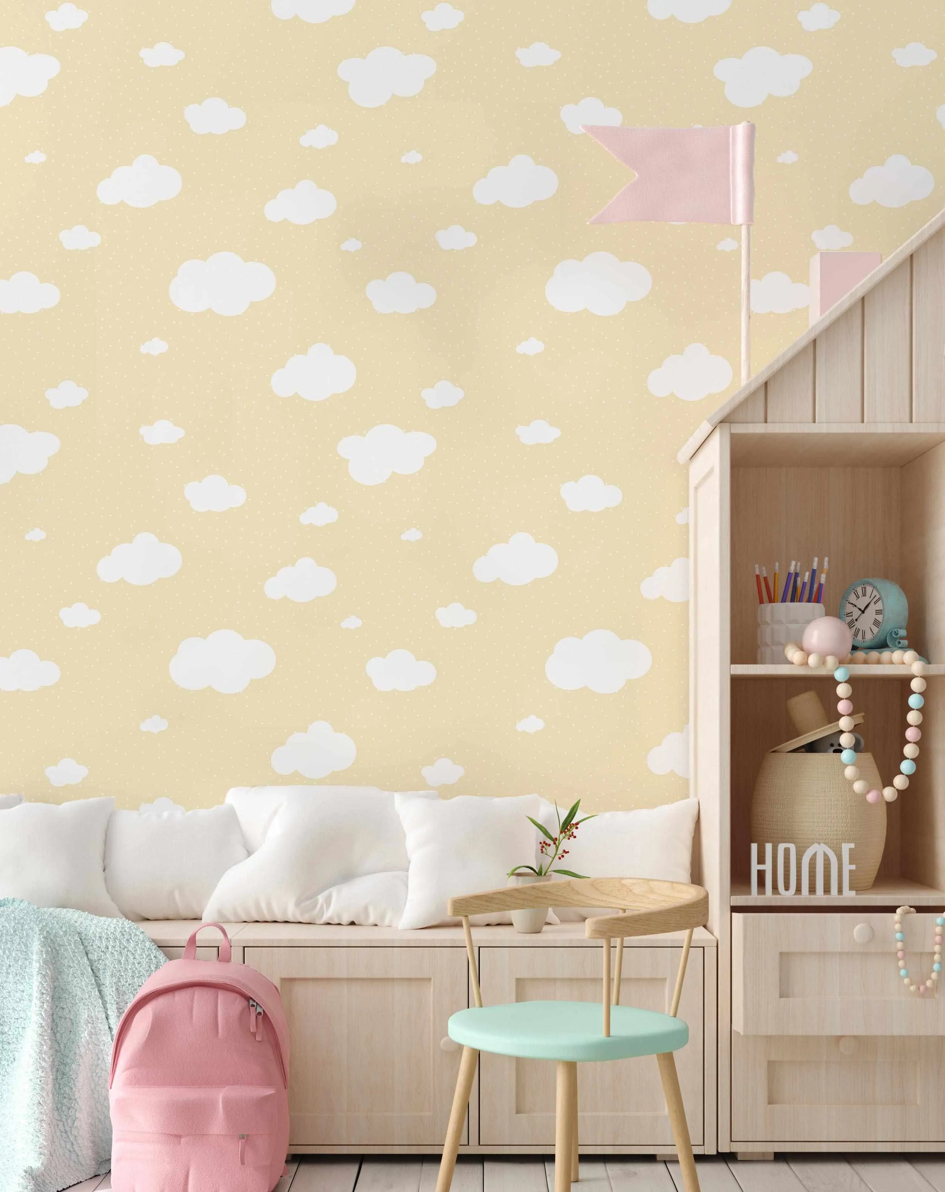 Clouds Wallpaper in Lemon-Wallpaper-Buy Kids Removable Wallpaper Online Our Custom Made Children√¢‚Ç¨‚Ñ¢s Wallpapers Are A Fun Way To Decorate And Enhance Boys Bedroom Decor And Girls Bedrooms They Are An Amazing Addition To Your Kids Bedroom Walls Our Collection of Kids Wallpaper Is Sure To Transform Your Kids Rooms Interior Style From Pink Wallpaper To Dinosaur Wallpaper Even Marble Wallpapers For Teen Boys Shop Peel And Stick Wallpaper Online Today With Olive et Oriel