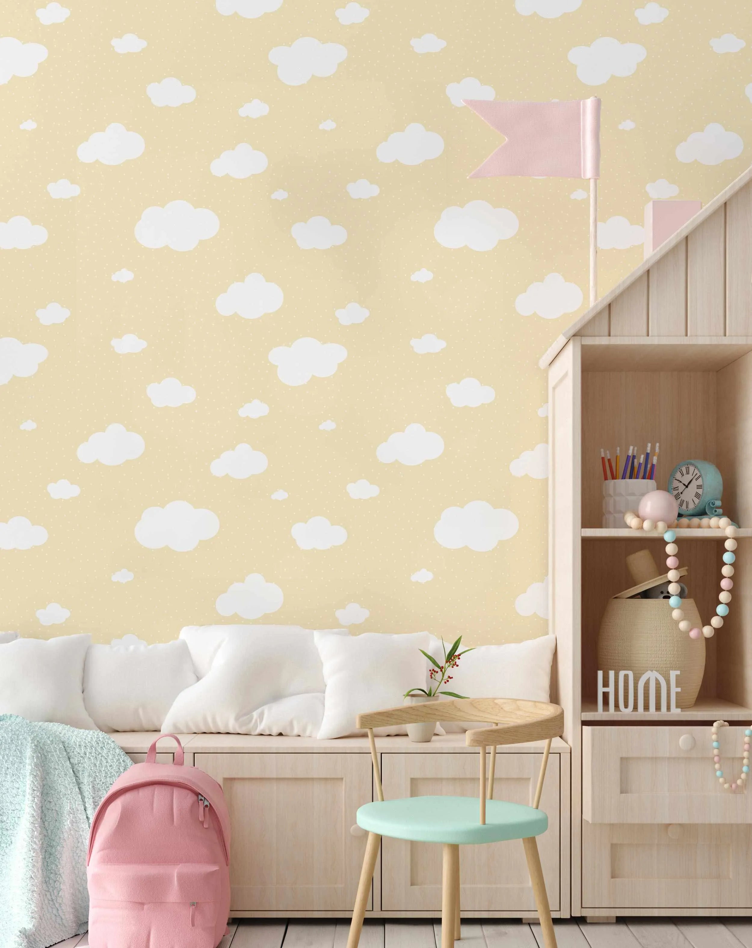 Clouds Wallpaper in Lemon-Wallpaper-Buy Kids Removable Wallpaper Online Our Custom Made Children√¢‚Ç¨‚Ñ¢s Wallpapers Are A Fun Way To Decorate And Enhance Boys Bedroom Decor And Girls Bedrooms They Are An Amazing Addition To Your Kids Bedroom Walls Our Collection of Kids Wallpaper Is Sure To Transform Your Kids Rooms Interior Style From Pink Wallpaper To Dinosaur Wallpaper Even Marble Wallpapers For Teen Boys Shop Peel And Stick Wallpaper Online Today With Olive et Oriel